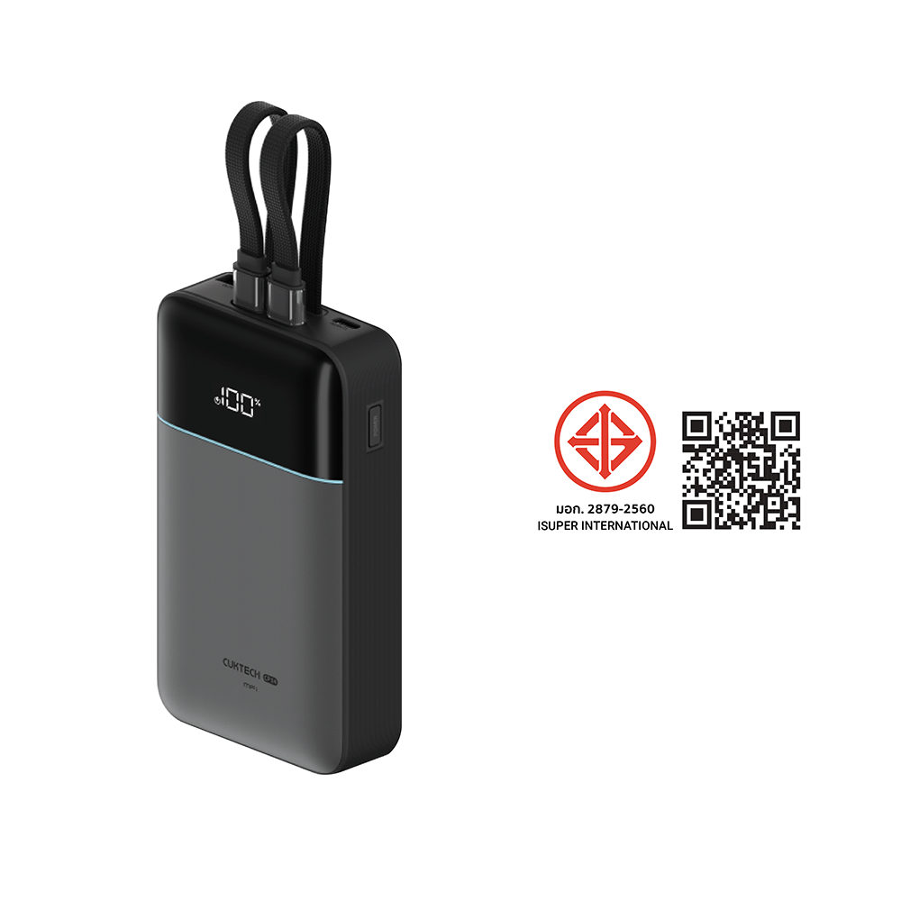 แบตสำรอง CUKTECH LPB200NL สีเทา 20000 MAH มาตรฐาน CCC ชาร์จเร็วพร้อมสาย USB-C 40W และ USB-A 22.5W_11